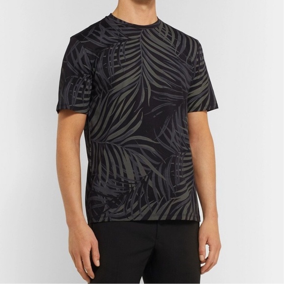 Theory Men’s Saygo Slim-Fit Black Palm Printed Pima Cotton Jersey T-Shirt Size M - Picture 1 of 6